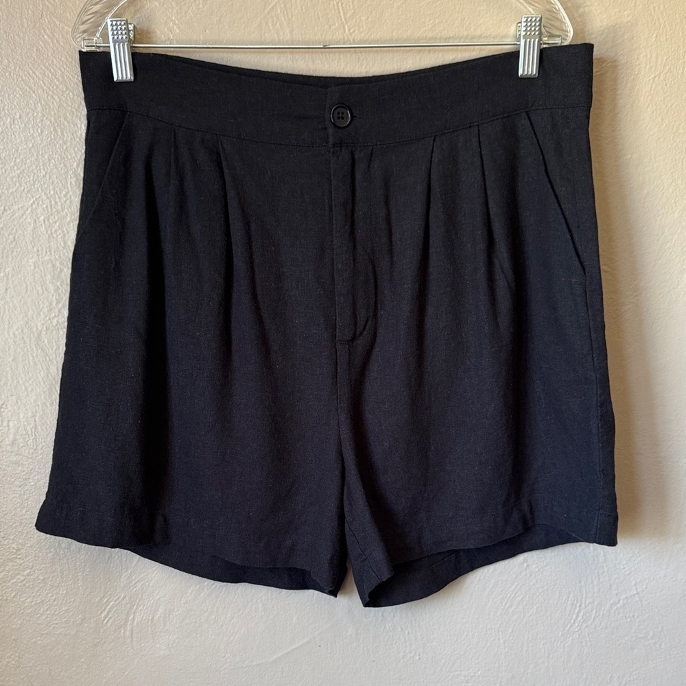Rachel Roy Black Linen Blend Women's Shorts